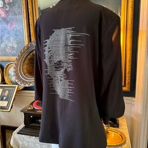 Black Blazer with Rhinestone Design